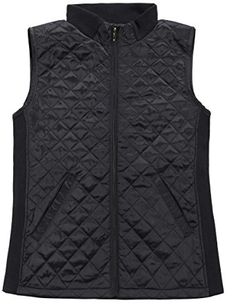 Bienzoe Women Quilted Casual Vest: Lightweight Sleeveless Jacket Black L