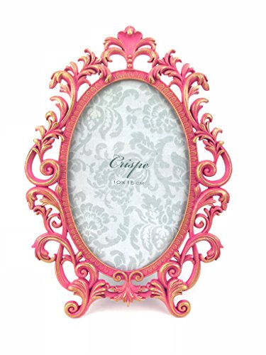 Crispe Bilderrahmen Rijeka im Antik-Look in Pink mit antikgoldenen Verzierungen, aus hochwertigem Metall gegossen, Bildausschnitt 10 x 15 cm - Größe 22 x 15,5 x 2 cm Rahmen Bild Foto Barock