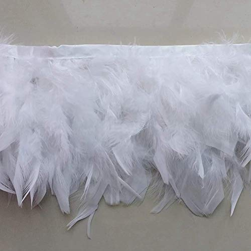 Sowder Truthahnfedern Fransenbesatz für Party Hochzeit Kleid Nähen Handwerk Kostüme Dekoration 2 Yards(weiß)