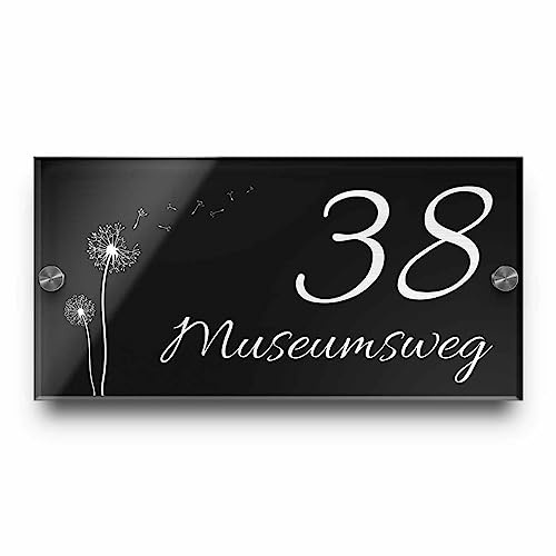Edles Türschild - Hausnummer 26x13 cm mit Gravur mit über 80 Motiven Familien-Haus Familienschild Türschilder für die Haustür mit Namen