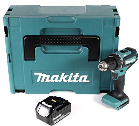 Makita DDF 485 M1J - Taladro atornillador inalámbrico (batería de ion de litio de 18 V, sin escobillas, 13 mm, incluye 1 batería de 4 Ah, sin cargador)