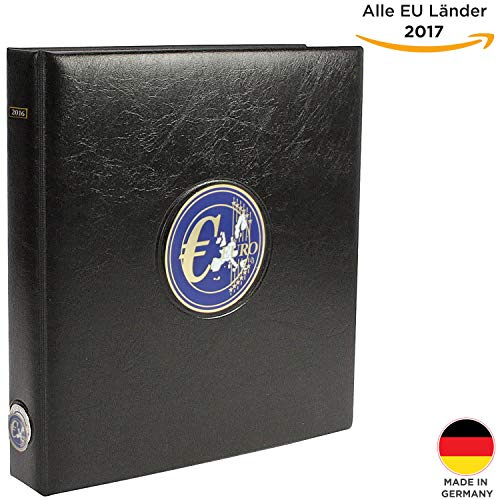 SAFE Euro-Münzen-Sammelalbum 2017, 6 Blätter, 4-Ring | Jahrgangsalbum für Euro-Sätze aller Euroländer 2017 mit Folienblättern, Einschubstreifen und farbigen Vordrucken