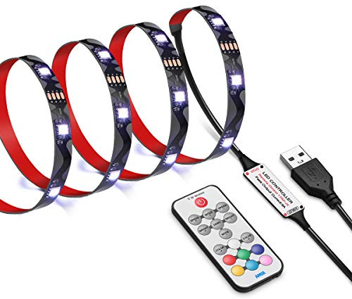 AMIR LED Streifen, 2.5M 75LEDs LED Strip 5050 RGB Lichterkette, LED Lichtband mit Fernbedienung, 18 Farbwechsel, 21 Modi, Fernseher Beleuchtung für TV-Bildschirm, Haus, Weihnachten, Party usw