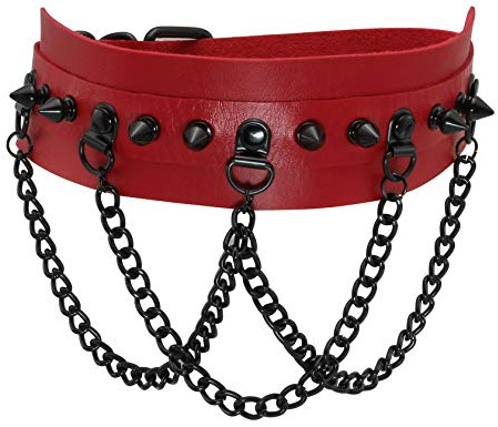 MILAKOO Punk Style Love Heart PU Leder Kragenchoker Halskette mit Nieten Akzent versetzt
