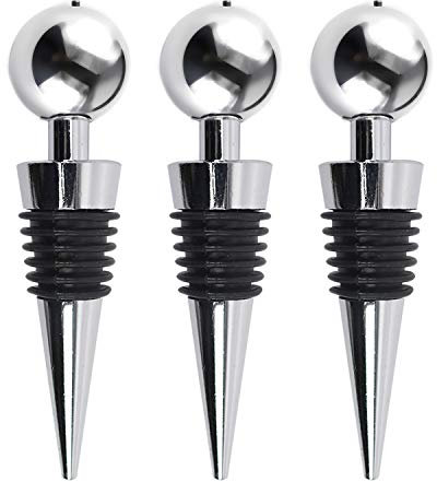 TRIXES Tappi per Vino per Bottiglie - Tappi per Champagne - Set di 3 Bottiglie in Acciaio Inox - Tappi Compattatori Accessori Cucina - Accessori Bar - Confezionamento sottovuoto