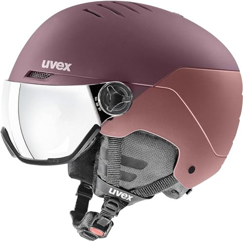 uvex Wanted Visor - robuster, stylischer, optimal belüfteter Skihelm mit beschlagfreiem Visier für Damen und Herren - bramble - Antique Rose matt - 54-58 cm