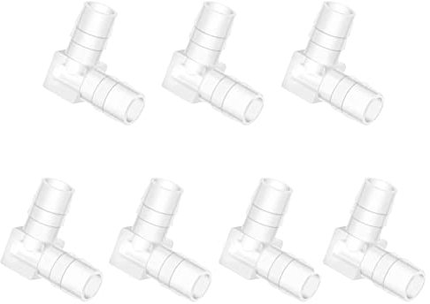 Quickun Raccord de tuyau cannelé 90 degrés en L, raccord en L égal à 2 voies en plastique (lot de 7)