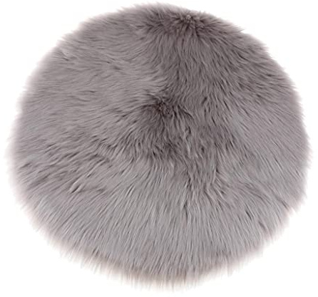 Sharplace Rundes Kunstpelz Sitzkissen, Zotteliges Schaffell, Teppich, Foto Requisiten, Grau 40 cm