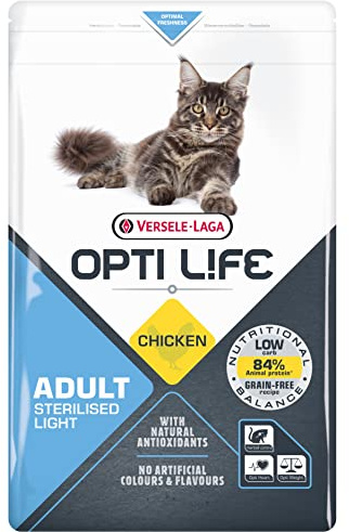 VERSELE LAGA - Opti Life - Trockenfutter Sterilisierte Katzen Adult Sterilised/Light - Ohne Getreide - Mit Huhn - 2,5kg