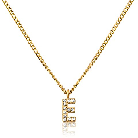 GD GOOD.designs Kette Buchstabe Gold für Damen | 18K vergoldete Halskette mit Zirkonia Initialien | Goldene 316L Edelstahl Buchstabenkette