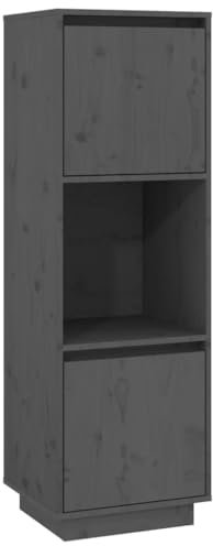 vidaXL Highboard Sideboard Kommode Schrank Anrichte Beistellschrank Mehrzweckschrank Holzschrank Hochschrank Grau 38x35x117cm Massivholz Kiefer