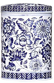 Elite Gift Boxes - Blue & White Rustic Oval Tea Caddy, 115 x 80 x 64 mm