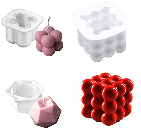 3 Piezas Moldes de Vela, Molde de Silicona 3D, Molde de Silicona, Molde de Silicona en 3D, Molde de Silicona para Verter, Molde de Vela de Cera de Soja para Hacer Velas, Jabón y Chocolate Fondant
