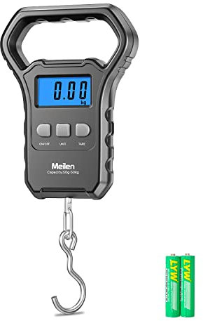 Balanza de Pescado, 110lb/50kg Balanza de Equipaje Colgante Balanza de Pesca con Pantalla LCD Retroiluminada, Balanza de Equipaje para Maleta con Asa Grande, Balanza Postal Digital Regalos de Pesca