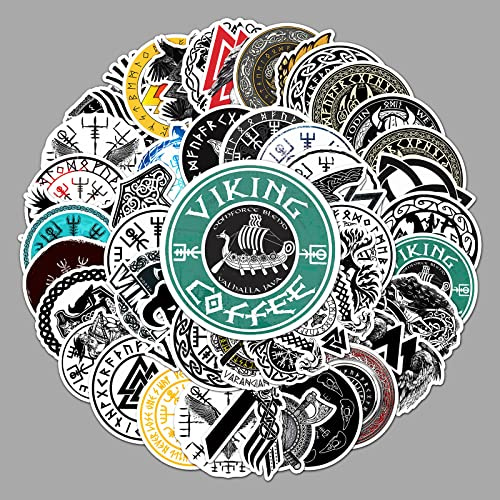 AUCEKO 50 Stück Wikinger Aufkleber Pack Totem Sticker Set wasserdichte Vinyl Sticker für Laptop Kinder Autos Motorrad Fahrrad Skateboard Gepäck Koffer Computer Aufkleber Graffiti Decal