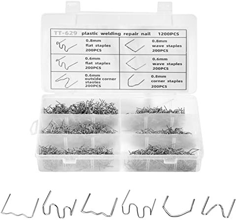 Agrafes Chaudes en Acier Chaud Staples en en Métal Agrafe de Soudure de Plastique pour Réparation de Pare-Chocs de Voiture de Soudure 0.8mm / 0.6mm 1200PCS
