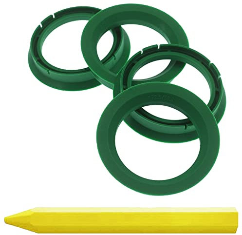 4X Zentrierringe 72,5 x 56,6 mm Grün Felgen Ringe + 1x Reifen Kreide Fett Stift