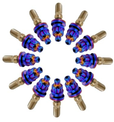 RISON-Titanium 12 Set Titan Stehbolzen für Auspuffkrümmer M8 M10, Auspuffkrümmerbolzen Mutter Kit, Auspuffkrümmer-Flanschmuttern Stiftschrauben Abgaskrümmer für Auspuffanlagen PKW Motoren Geeignet