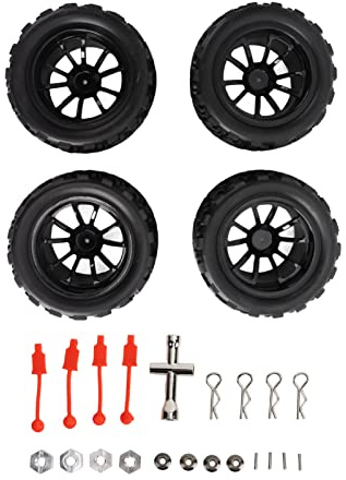 RC und -Reifen 1/10, 4 STÜCKE RC-Autoreifen, Gummi, Schwarz, RC-Reifen und Felgensatz, Kompatibel mit TRAXXAS Slash RC Short Course Truck 1/10