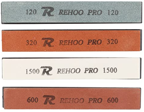 Lot De 4 Pierres à Aiguiser Pour Couteaux En Alundum Blanc 120 320 600 1500 Système D'affûtage De Couteaux Pour Ciseaux, Ciseaux, Haches