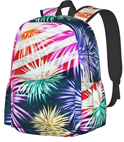VACSAX Patriotischer 4. Juli Rucksack mit amerikanischer Flagge, Laptop-Rucksack für Männer und Frauen, Sportrucksack, lässiger Tagesrucksack, Schwarz , One size