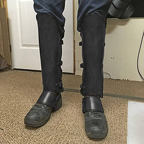 IBaLzi Steampunk Half Chaps Gaiter Leder Beinschienen, mittelalterliche Wikinger Krieger Ritter Beinrüstung Cosplay Kostüm Wandern, viktorianisches LARP Kostüm