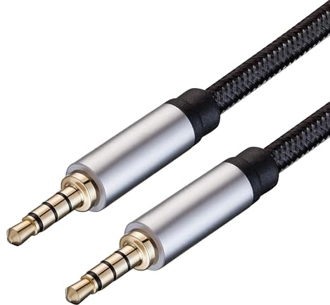 PENCILUPNOSE 2m 3.5mm TRRS Male to Male Aux Braided Cable Audio Mic Lead 4-Pole Lead Headphone Compatible with Xbox PS4 PS5 Laptop PC TV MP3 Car Aux Microphone Headset Earphone Speaker