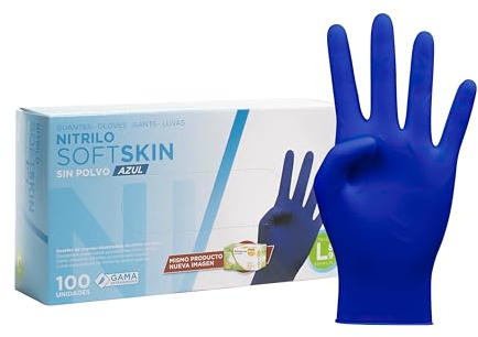 COM-FORT HOUSE Guantes de Nitrilo Softskim Azules Talla L 100 Uds | Sin polvo, Ambidiestros, Gran sensibilidad táctil, Alta resistencia