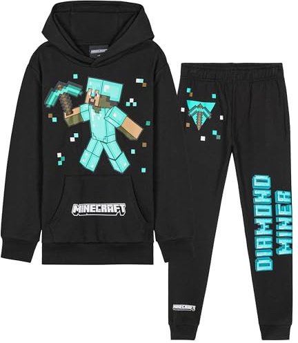 Minecraft Jungen Trainingsanzug Set, bequemer Jogginganzug mit Pullover & Hose