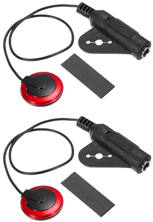 QUARKZMAN Kontakt Gitarren Tonabnehmer Mikrofon Akustische Tonabnehmer Selbstklebend für Gitarre Ukulele Violine Cello Harfe Pack von 2 Rot Kopf