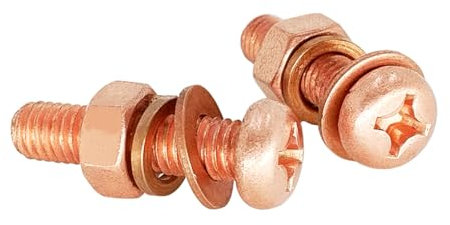 Foyoram M6x25mm Reinkupfer Flachrundkopfschrauben mit Kreuzschlitz Scheibe Federringe Muttern 4 Sätze T2 Copper Phillips Pan Head Screws Plain Spring Washers Hex Nuts 4 Sets (M6 x 25 mm)