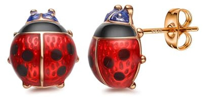 Tiny Ladybird Stud Earrings for Women Girls 925 Sterling Silver Little Insect Earrings Hypoallergenic Cartilage Piercing Stud Cute Fashion Jewellery Gifts Birthday