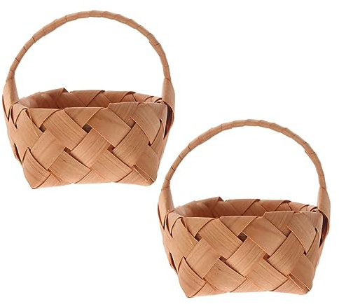 TOGEVAL 2stücke Woven Wooden Basket Handgefertigte Dekokörbe Für Hochzeiten Und Lagerung Aufbewahrungslösung Umweltfreundlichem Material