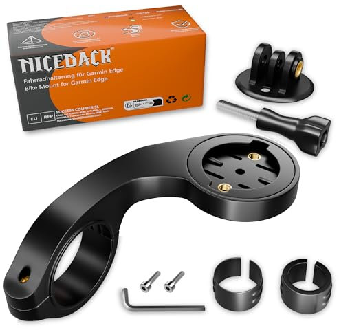NICEDACK Fahrradhalterung kompatibel mit Garmin Edge, Fahrrad Halterung für Garmin Edge 500 510 520 530 540 130 130 Plus 25 20 800 810 820 830 840 1000 1030 1030 Plus 1040 mit Action Kamera Halter Set