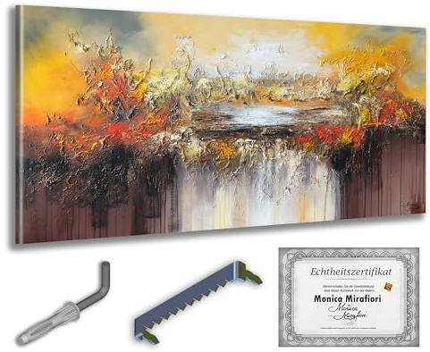 Monica Mirafiori I 100% HANDGEMALT I Gemälde Amber 120x60cm | Gemälde Handgemalt | Acrylgemälde | Sehr Großes Acrylbild I Moderne Kunst I Kunstbilder