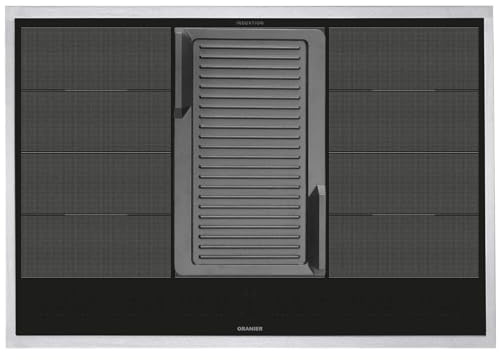 Oranier Flächen-Induktion-Kochfeld 80 cm FLI680 - autarkes Induktionskochfeld mit Brückenfunktion gerillte Grillplatte & Edelstahl Kochfeldrahmen