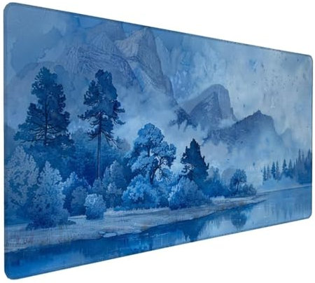 Blau Schreibtischunterlage Abstrakt Mousepad Groß 1000x500x3 mm XXL Mauspad mit Wasserdicht rutschfest Gummibasis, für PC MacBook und Laptop Mousepad Gaming Zubehör für Büro Deko Aesthetic Z-654