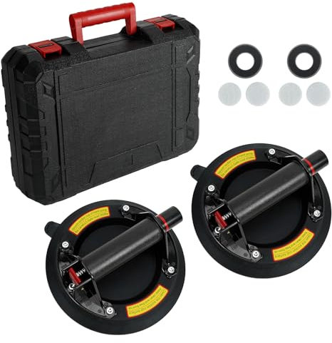 2 Pack Vacuum Suction Cup,Heavy Duty Glass Suckers Lifters,Powerful Industrial Glass Vacuum Suction Cup for Granite, Tile, Glass Lifting,8 inch Suction Cups With Plastic Box 220lbs Load Capacity