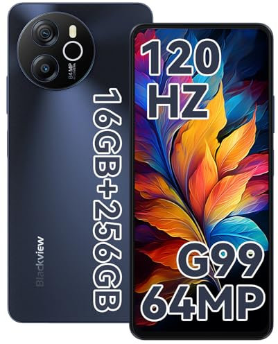 Blackview Smartphone, 6.78'' FHD+/120Hz, MediaTek Helio G99,16GB RAM+256GB ROM/2TB-TF Telefoni Cellulari,64MP+13MP, 5000mAh/33W, 4G Dual SIM Telefono, NFC/Face ID/Fingerprint/OTG/3 Slot/3.5mm Jack