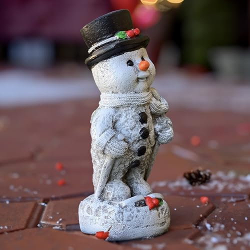 XFZJCHAP Erstaunliche Beton Schneemann Skulptur Stein Weihnachten Figur im Freien Neujahr Statue Zement Gartendekoration Winter Ornament Garten Dekor handgefertigtes Geschenk