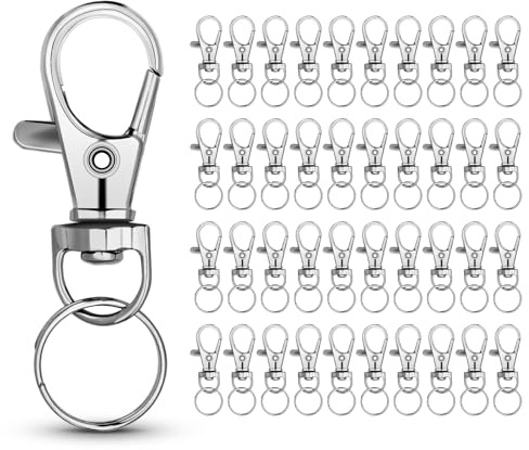 40 juegos de ganchos giratorios de metal de tamaño pequeño con llaveros, 40 juegos de mini llaveros de pinza de langosta con anillo tórico para clip de llavero, manualidades, fabricación de joyas