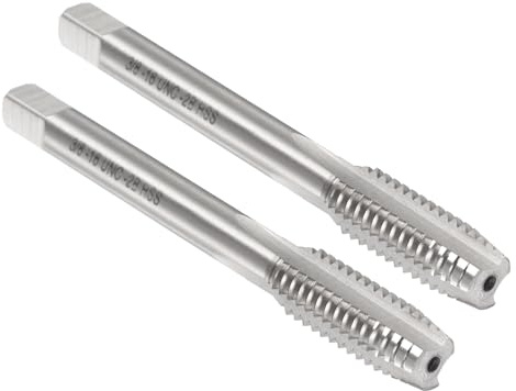 sourcing map Lot de 2 tarauds manuels 3/8-16 UNC 2B Filetage Style tarauds Droits Outil de filetage en acier rapide HSS6542
