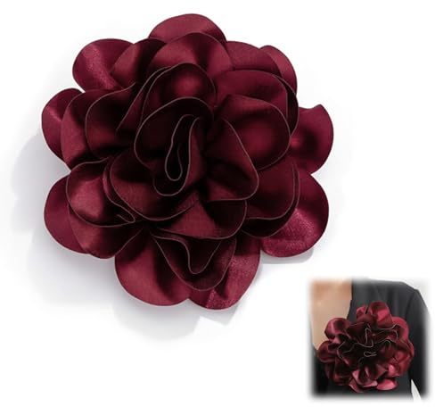 LONGHAO Große Satin-Rosen-Brosche Klassische Blumen Brosche Elegante Anstecknadel mit Rose aus Stoff brosche Anstecknadeln für Damen,für Hochzeit Party Tanz Bankett für Frauen Kostümzubehör (#1)