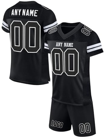 HGWOPGASD Personalised American Football Jerseys with Name Number Customised Jerseys Shirt and Shorts 2 Sets for Adults Kids A23