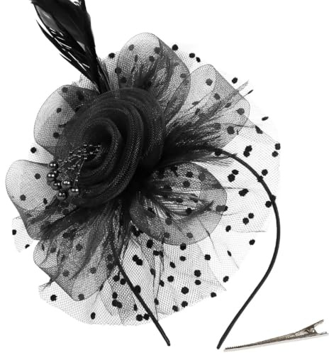 AOWVUTS Fascinators per Capelli da Donna Fascinator Copricapo da Sposa con Clip Fascinatori Cappello Fascia di Fiori di Piume Accessori per Ragazze Cocktail Nozze Festa del Tè