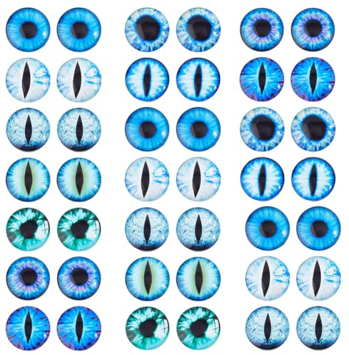 DICOSMETIC 50Pcs 25mm Large Glass Cabochon Eyes Stick on Glass Craft Eyes for Clay Doll Making Sculptures Props Craft Jewelry DIY Supplies, Cornflower Blue