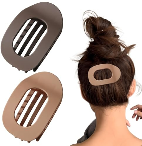 JYNVO Lot de 2 pinces à cheveux plates pour femmes, pinces à cheveux à tenue forte pour femmes, grandes pinces à cheveux mates pour cheveux fins et épais,adaptées pour s'allonger et conduire
