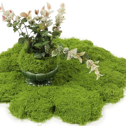 5.3OZ Artificial Faux Moss Fake Green Moss for Crafts Plants Indoor Fairy Garden DIY Decorative Walls Glass Containers Model Making Home (Light Green)