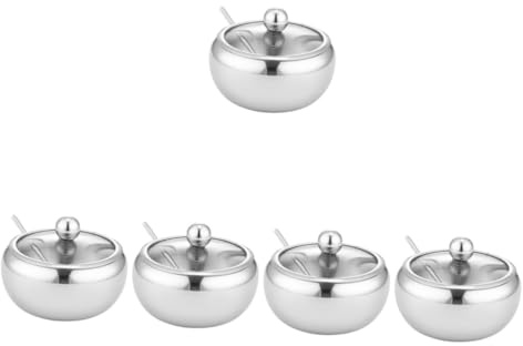 SOIMISS 3 Ensembles Pot à épices récipient avec cuillère tasse de sucre en acier inoxydable contenants d'assaisonnement bac à sucre et sel sucrier en inox petit pot à sucre Un verre