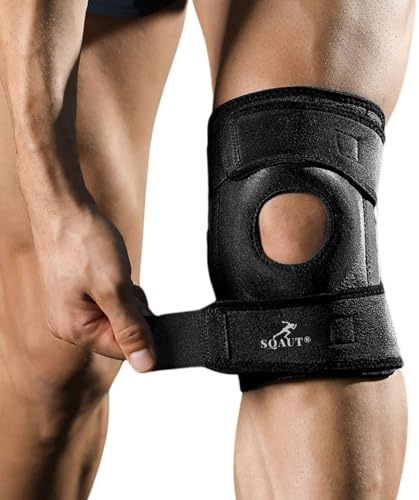 SQAUT® Orthopädische Kniebandage Kniestütze Knie Sport Bandage für Laufen, Gewichtheben, Kraftsport, Fitness, Arthrose rutschfeste stabilisiert Damen & Herren Schwarz